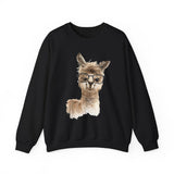 Cute Alpaca With Glasses Watercolor Illustration Unisex Sweatshirt