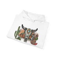 Sunset Desert Scene with Aztec Tribal Skull Unisex Hoodie