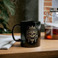 Ah Puch Skull Crown Mayan Glyph Style Black Mug