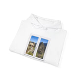 Funny Llama at the Window with Machu Picchu View Unisex Hoodie