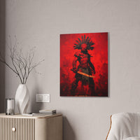 Aztec Macuahuitl Warrior in Red Canvas