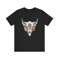 Sacred Floral Cow Skull Mandala Illustration Unisex T-Shirt