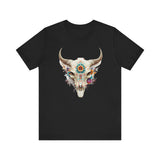 Sacred Floral Cow Skull Mandala Illustration Unisex T-Shirt