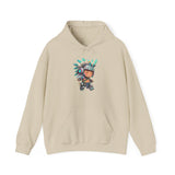 Cyber Aztec Chibi Warrior Neon Style Unisex Hoodie