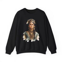 Inca Warrior Woman Watercolor Portrait and Tribal Jewelry Unisex Sweatshirt
