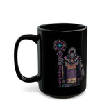 Cyber Temple Techno Priest Pixel Art Black Mug