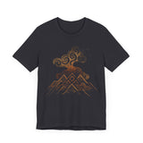 Tribal Volcano with Smoke Spirals Glyph Style Unisex T-Shirt