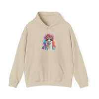Hippie Llama in Sunglasses Watercolor Style Unisex Hoodie