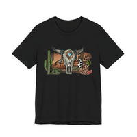 Sunset Desert Scene with Aztec Tribal Skull Unisex T-Shirt