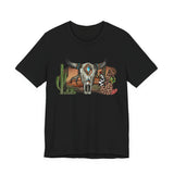 Sunset Desert Scene with Aztec Tribal Skull Unisex T-Shirt