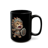 Fierce Chibi Jaguar Warrior Mayan Style Black Mug