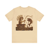 Pre-Hispanic Fisherman with Symbolic Fish Glyph Style Unisex T-Shirt