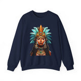 Aztec Royal Warrior Queen Portrait Illustration Unisex Sweatshirt
