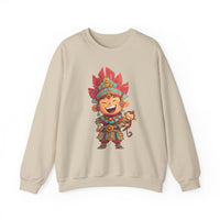 Chibi Maya Warrior and Sacred Monkey Unisex Sweatshirt