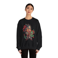 Chibi Aztec Warrior with Baby Quetzalcoatl Serpent Unisex Sweatshirt