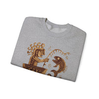 Pre-Hispanic Fisherman with Symbolic Fish Glyph Style Unisex Sweatshirt