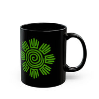 Aztec Plant Spiral Symbol Black Mug