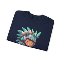 Cyber Aztec Chibi Warrior Neon Style Unisex Sweatshirt