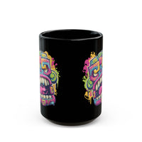 Graffiti Mayan Skull Cartoon Style Black Mug