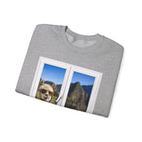 Funny Llama at the Window with Machu Picchu View Unisex Sweatshirt