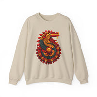 Quetzalcoatl Feathered Sun Serpent Glyph Style Unisex Sweatshirt