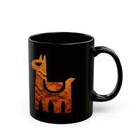 Minimalist Inca Llama Sandstone Petroglyph Black Mug