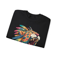 Comic Style Jaguar Mask with Rainbow Feathers Unisex Sweatshirt