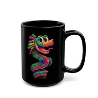 Cartoon Quetzalcoatl Cyber Serpent Black Mug