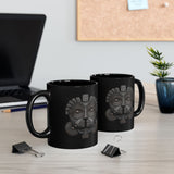 Andean Duality God Symbol Tribal Design Black Mug