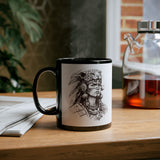 Aztec Warrior Woman Jaguar Spirit Sketch Black Mug