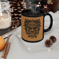Aztec-Inspired Tlaloc God Tribe Graphic Black Mug