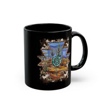 Aztec Turquoise Cactus Desert Landscape Black Mug