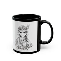 Inca Warrior Girl Fierce Heritage Ink Art Black Mug