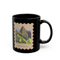 Stamp Machu Picchu Peru Black Mug