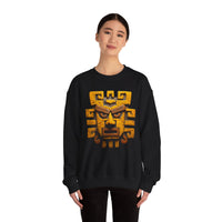 Ancient Andean Warrior Mask Golden Glyph Style Unisex Sweatshirt