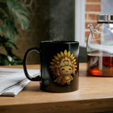 Chibi Inti Inca Sun God Cartoon Style Black Mug