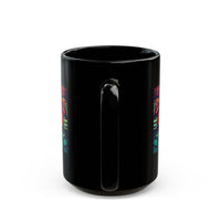 Neon Aztec Mask God Illustration Black Mug
