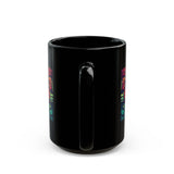 Neon Aztec Mask God Illustration Black Mug