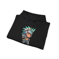 Cyber Aztec Chibi Warrior Neon Style Unisex Hoodie