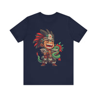 Chibi Aztec Warrior with Baby Quetzalcoatl Serpent Unisex T-Shirt
