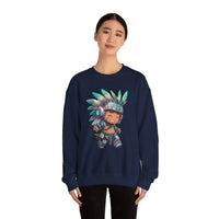 Cyber Aztec Chibi Warrior Neon Style Unisex Sweatshirt