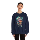 Cyber Aztec Chibi Warrior Neon Style Unisex Sweatshirt
