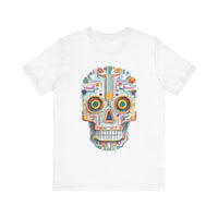 Neon Circuit Aztec Skull Cartoon Style Unisex T-Shirt