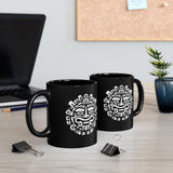 Andean Dual God Symmetry Tribal Glyph Style Black Mug