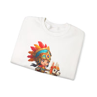 Colorful Chibi Inca Rider and Fluffy Llama Unisex Sweatshirt