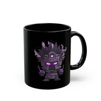 Aztec Shadow Warrior God with Glowing Eyes Black Mug