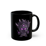 Aztec Shadow Warrior God with Glowing Eyes Black Mug