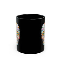 Neon Circuit Aztec Skull Cartoon Style Black Mug
