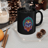 Aztec Indian Death Skull Tattoo Style Black Mug