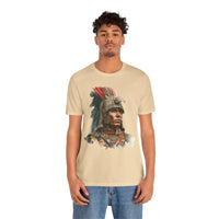 Inca Warrior Watercolor Art and Tribal Pattern Unisex T-Shirt